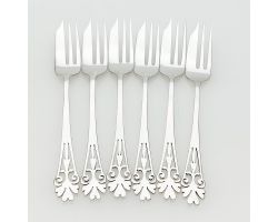 Nice Set Of 6 Cake Forks - Silver Plated Epns - Vintage (#61910)