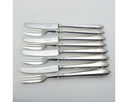 Lovely Sterling Silver Handled Cake Forks & Knives Bradbury 1930 (#61912)
