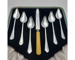 Art Deco Cased Grapefruit Spoons Set - Dixon Silver Plated Sheffield Vintage (#61919)