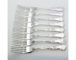 Kings Pattern 8x Side / Dessert Forks Epns A1 Silver Plated Vintage (#61928)