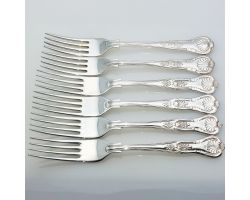Kings Pattern 6x Dinner Forks Epns A1 Silver Plated Vintage (#61929)