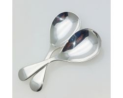 Pair Of Caddy Spoons - Old English Pattern - Epns Silver Plated Antique (#61934)
