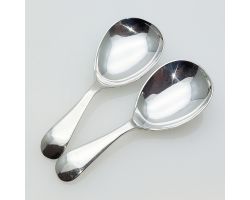Pair Of Caddy Spoons - Old English Pattern - Stainless Nickel Silver (2) (#61936)