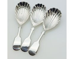 3x Caddy Spoons -  Fiddle Pattern - Fattorini - Silver Plated Epns - Antique (#61942)