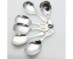 6x Tea Caddy Spoons - Advertising - Silver Plated / Ns Antique (#61943)