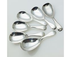 6x Tea Caddy Spoons Mawby & Neal Bradford Silver Plated Epns / Ns Antique (#61946)