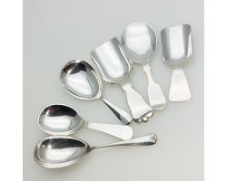 6x Assorted Tea Caddy Spoons Silver Plated Epns / Ns Antique (#61950)