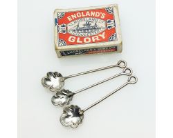 Matching Cute Small Salt & Mustard Spoons Silver Plated Antique (#61957)