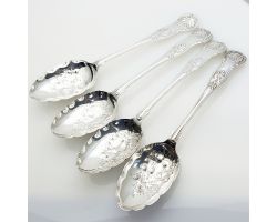 Kings Pattern - 4x Repousse Bowl Serving Spoons Silver Plated Epns (#61972)