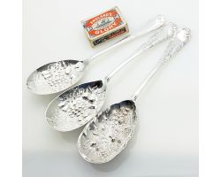 3x Berry Bowl Serving Spoons Similar Patterns Epns Silver Plated (#61987)