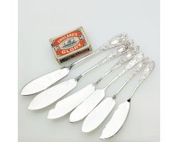 6x Matching Pattern Butter Spreaders - Ornate Antique Silver Plated Epns (#99488)