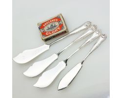 Gadroon Pattern - 4x Butter Spreaders - Silver Plated Antique Epns (#99490)