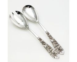 Pair Of 151g Yogya 800 Silver Salad Servers Vintage (#99495)
