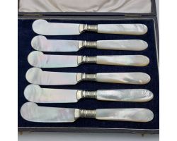 Fabulous Set Of 6 Mother Of Pearl Caviar Spreaders - Antique (#99498)