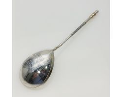Large Russian Serving Spoon Silver Niello Antique (#99500)