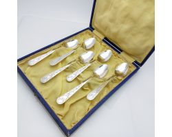 Cased Czech 750 Standard Silver Teaspoons - Antique (#99503)