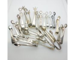 Bulk Lot 26x Silver Plated Sugar Tongs Incl Claw Nip Ice Tongs Antique & Vintage (#99510)