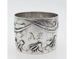 Beautiful Art Nouveau 800 Solid Silver Napkin Ring Initials 'af' (#99511)