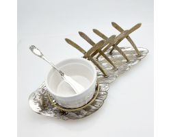 Very Unusual Bird Wing & Feathers Novelty Toast Rack Antique Silver Plated (#99522)