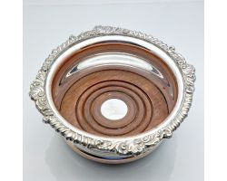 Large Silver Plated Wine Bottle Coaster Old Sheffield Style Crested Vintage (#99524)