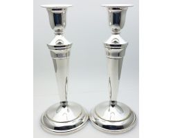 Gleaming Pair Of 23cm Candlesticks - Pinder Bros Sheffield Vintage (#99527)