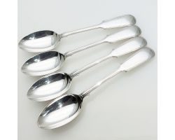 Fiddle Thread Elkington Set Of 4 Dessert Spoons Silver Plated Antique (#99532)