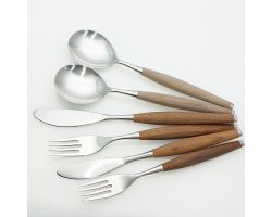 Mid Century Modern Swedish Teak & Steel 6 Pieces Vintage Cutlery Sweden (#99539)