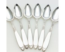 Set Of 6 Ornate Mcm Grapefruit Spoons #1 Yeoman Silver Plated Vintage 1960 (#99543)