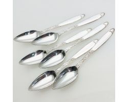 Set Of 6 Ornate Mcm Grapefruit Spoons #2 Yeoman Silver Plated Vintage 1960 (#99544)