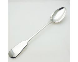 Gleaming Fiddle Pattern Long Basting Spoon Victorian Silver Plated Antique (#99560)