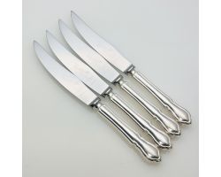 Dubbary Pattern - Set Of 4 Steak Knives - Silver Plated Handles Vintage Cutlery (#99572)