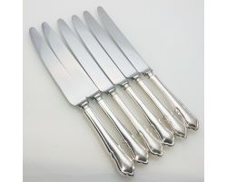 Dubarry Pattern - 6x Dinner Knives - Silver Plated Handles - Vintage Sheffield (#99574)