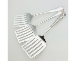 3x Green Bean Servers - Silver Plated Epns - Antique (#99589)