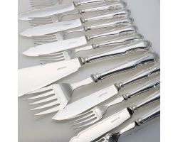 Asprey & Co - 18 Piece Fish Eaters & Servers Chippendale Pattern - Silver Plated (#99612)