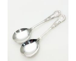 Kings Pattern - 2x Soup Spoons - Silver Plated Epns A1 Sheffield (#99619)