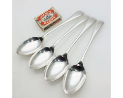 Old English Pattern - Set Of 4 Dessert Spoons - Silver Plated Epns Hb&h (#99635)
