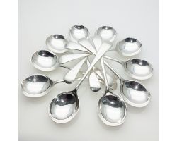Old English Pattern - 10x Soup Spoons - Silver Plated Atkin Bros Sheffield (#99636)