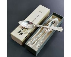 Kings Pattern - Set Of 6 Grapefruit Spoons Silver Plated Walker & Hall Boxed (#99639)