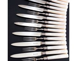 16x Mother Of Pearl Handled Silver Plated Dessert Cutlery Sheffield 1926 (#99650)