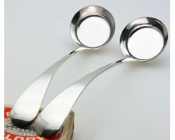 Pair Of Walker & Hall Toddy Ladles - Silver Plated - 1884 Victorian Antique (#99656)