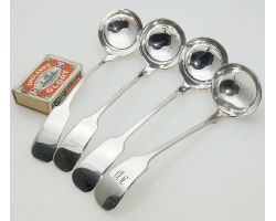4x Fiddle Pattern Toddy Ladles John Round Sheffield Silver Plated Antique (#99658)