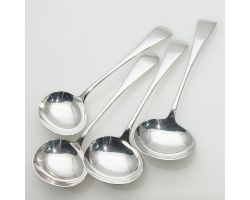 Set Of 4 Oval Bowl Large Sauce Ladles - Potosi Silver Plated Old English Antique (#99660)