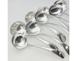 8x Old English Pattern Large Sauce Ladles - Silver Plated Epns Antique (#99667)