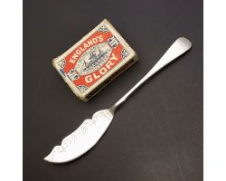 Sterling Silver Butter Knife - Bright Cut Old English - Birmingham 1918 Antique (#99673)