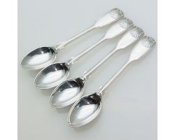 Fiddle Thread Shell - Set Of 4 Coffee Spoons Silver Plated Antique (#99679)