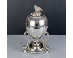 Superb Bird On Nest Egg Coddler - Silver Plated - Antique - Hutton (#99682)