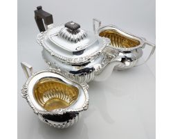 Beautiful 3 Piece Silver Plated Tea Service Set - John Round - Antique (#99685)