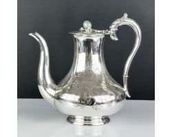 Ornate Victorian Silver Plated Coffee Pot - Chased Scrolls (#99704)