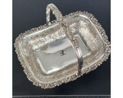 Beautiful Old Sheffield Plate Swing Handled Basket Bowl Antique Silver Plated (#99708)