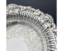 Beautiful Silver Plated Grape Dish - Ornate Chased - Antique - Barker Bros (#99709)